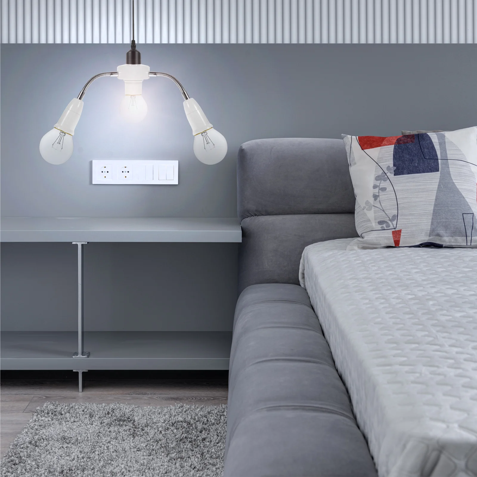 E27 to 3-Way Light Socket Splitter with Flexible Hose Multi Heads Lamp for Home Office Lighting Setup
E27 to 3-Way Light Socket Splitter with Flexible Hose Multi Heads Lamp for Home Office Lighting Setup