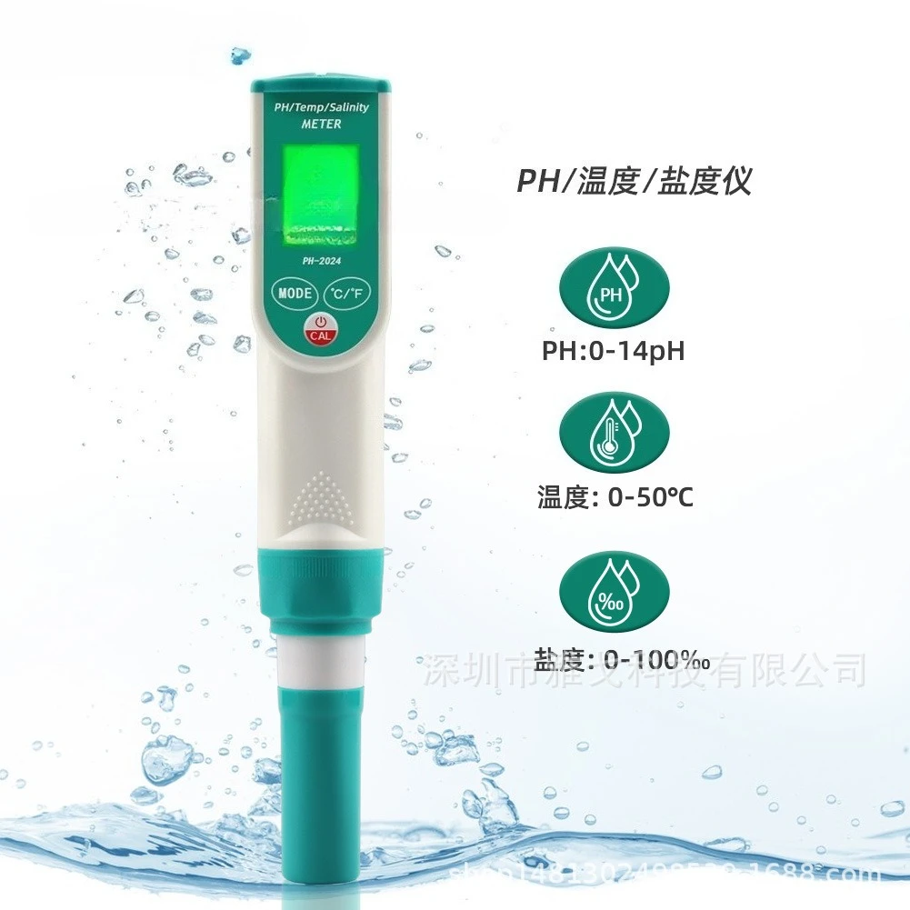 Three-in-one PH Meter Temperature Salinity Water Quality Detector PH Saltwater Swimming Pool Salinity Detector 
Three-in-one PH Meter Temperature Salinity Water Quality Detector PH Saltwater Swimming Pool Salinity Detector
