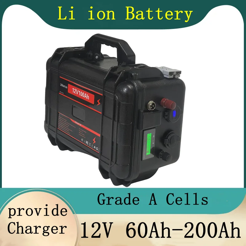 waterproof rechargeable 12V 60Ah 80Ah 120Ah 150ah 180ah 200ah Lithium ion battery for trolling motor boat propeller+10A Charger
waterproof rechargeable 12V 60Ah 80Ah 120Ah 150ah 180ah 200ah Lithium ion battery for trolling motor boat propeller+10A Charger