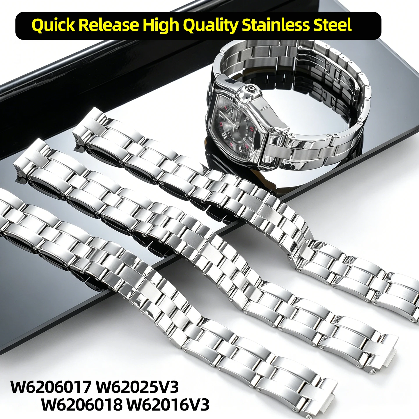 19mm Quick Release High Quality Stainless Steel Watch Bracelet For Cartier Roadster W6206017 W62025V3 W6206018 W62016V3 series
19mm Quick Release High Quality Stainless Steel Watch Bracelet For Cartier Roadster W6206017 W62025V3 W6206018 W62016V3 series
