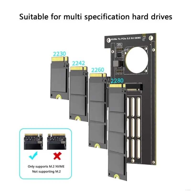 PCIE5.0 To NVME2.0 SSDs Expansion Card for 128Gbps Highly Speed Data Transfer Enhances SSDs Performances PCIE X4X8X16 D5QC
PCIE5.0 To NVME2.0 SSDs Expansion Card for 128Gbps Highly Speed Data Transfer Enhances SSDs Performances PCIE X4X8X16 D5QC