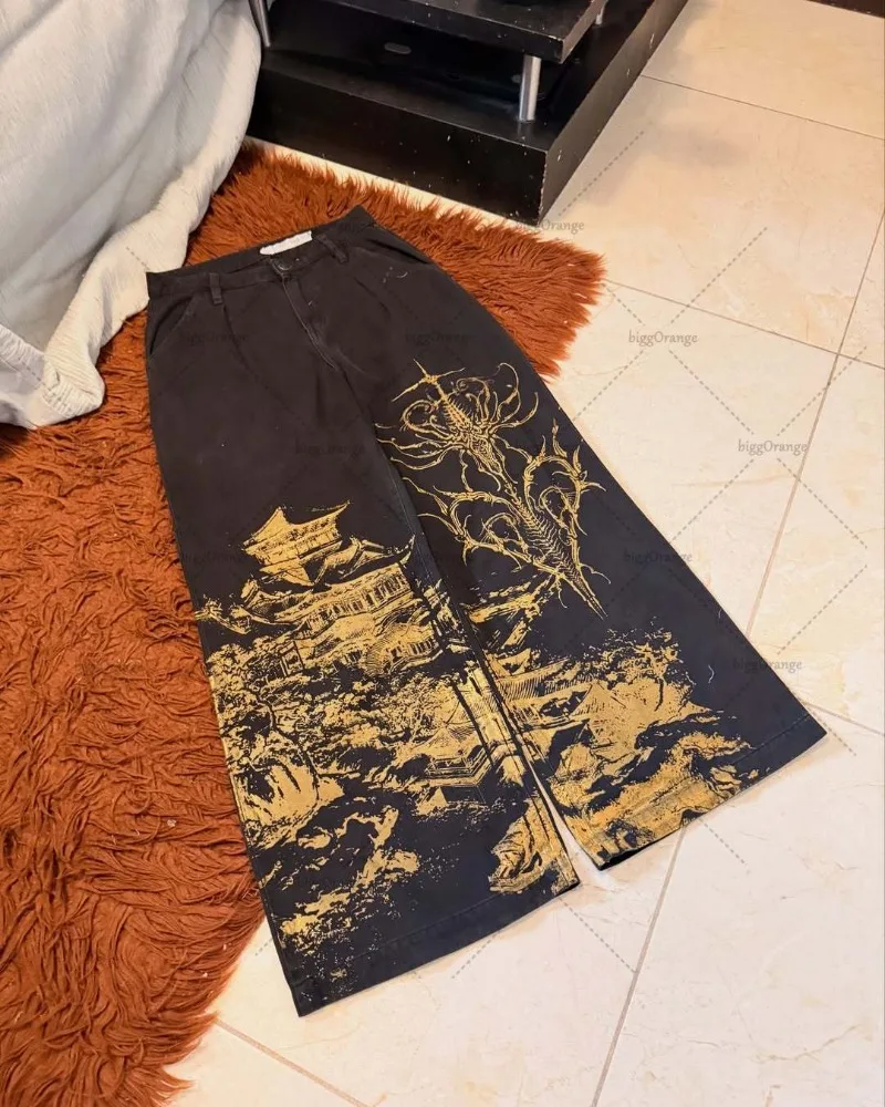 Y2K Harajuku Streetwear Vintage Trousers High Street Gothic Retro Black Wide Legs Hip Hop Punk Casual Loose Baggy Jeans Women
Y2K Harajuku Streetwear Vintage Trousers High Street Gothic Retro Black Wide Legs Hip Hop Punk Casual Loose Baggy Jeans Women