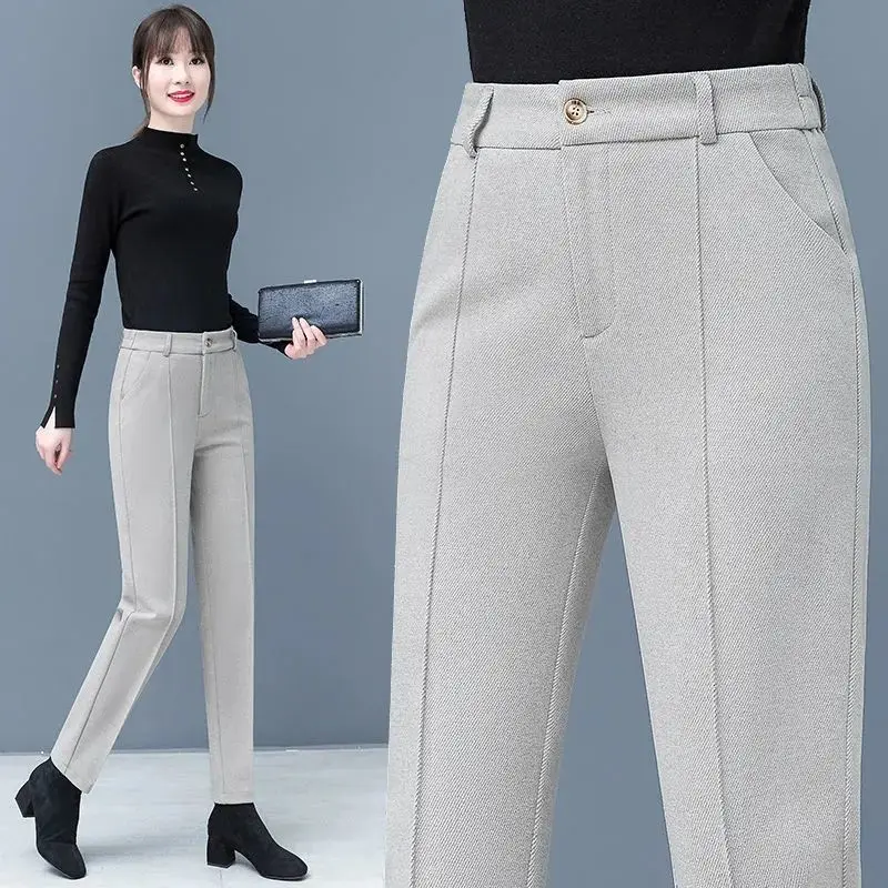 Office Lady All-match Solid Slim Wool Pencil Pants Autumn Winter Women's High Waist Korean Fashion Casual Straight Trousers 2022
Office Lady All-match Solid Slim Wool Pencil Pants Autumn Winter Women's High Waist Korean Fashion Casual Straight Trousers 2022