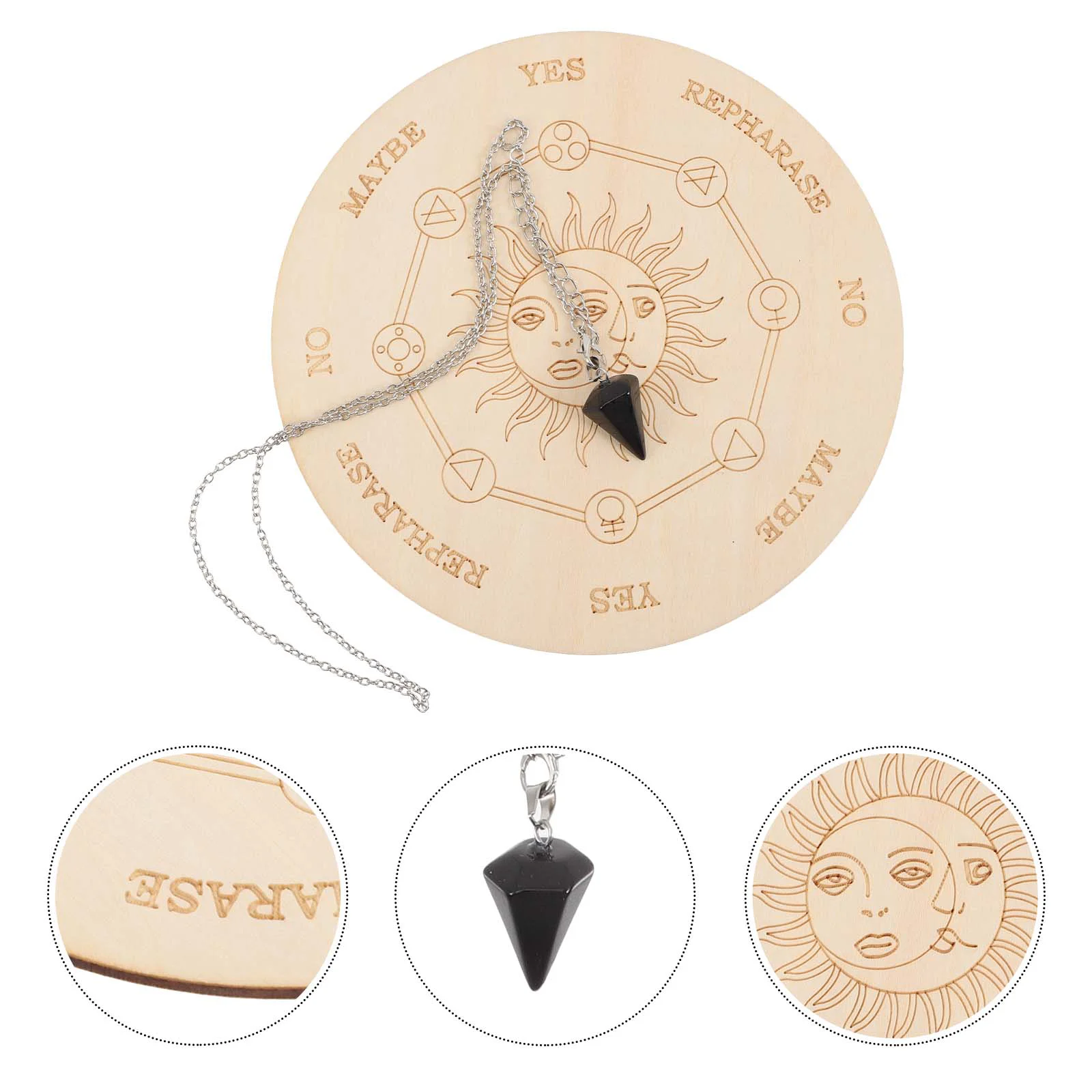 Pendulum Reading Board Dowsing Wooden Ouija Witch Supplies and Tools Crafts for Divination
Pendulum Reading Board Dowsing Wooden Ouija Witch Supplies and Tools Crafts for Divination