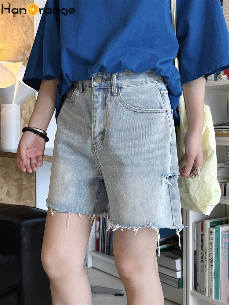 HanOrange 2026 Summer Retro Washed Distressed Frayed Edge Short Jeans Women Loose Wide Leg Cotton Denim Shorts Blue
HanOrange 2026 Summer Retro Washed Distressed Frayed Edge Short Jeans Women Loose Wide Leg Cotton Denim Shorts Blue