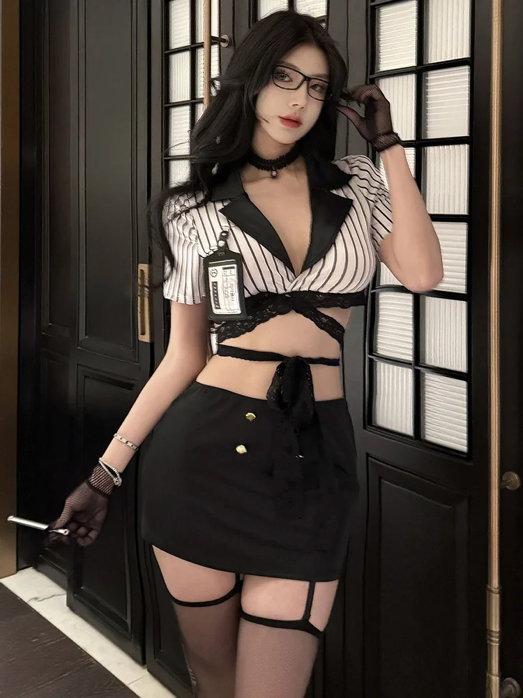 Weisgirl Sexy Striped Teacher Uniform Small Chest Pure Desire Office OL Secretary Set Bodycon Short Skirt Short Sleeve
Weisgirl Sexy Striped Teacher Uniform Small Chest Pure Desire Office OL Secretary Set Bodycon Short Skirt Short Sleeve