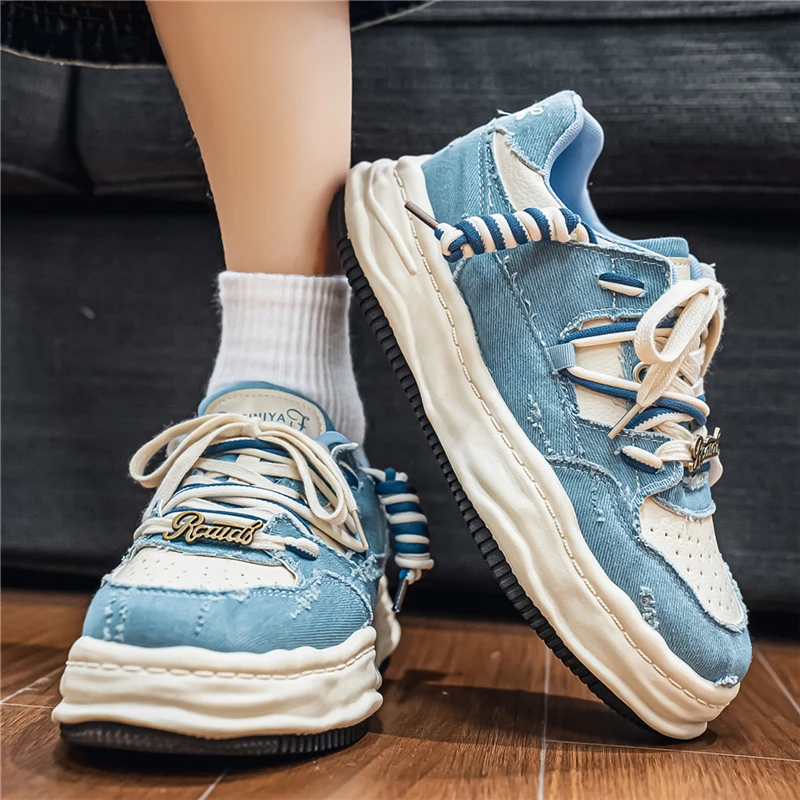 Couple Sports Shoes Denim Upper Street Style Thick Sole Derby Shoes Versatile Commute Shoes
Couple Sports Shoes Denim Upper Street Style Thick Sole Derby Shoes Versatile Commute Shoes