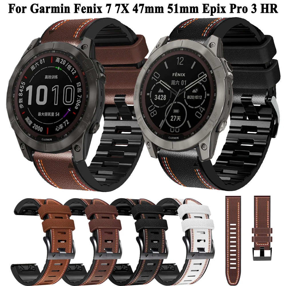 Ремешок для часов из кожи и силикона для Garmin Fenix 7X 7Pro 47 мм 51 мм, 26/22 мм
Ремешок для часов из кожи и силикона для Garmin Fenix 7X 7Pro 47 мм 51 мм, 26/22 мм