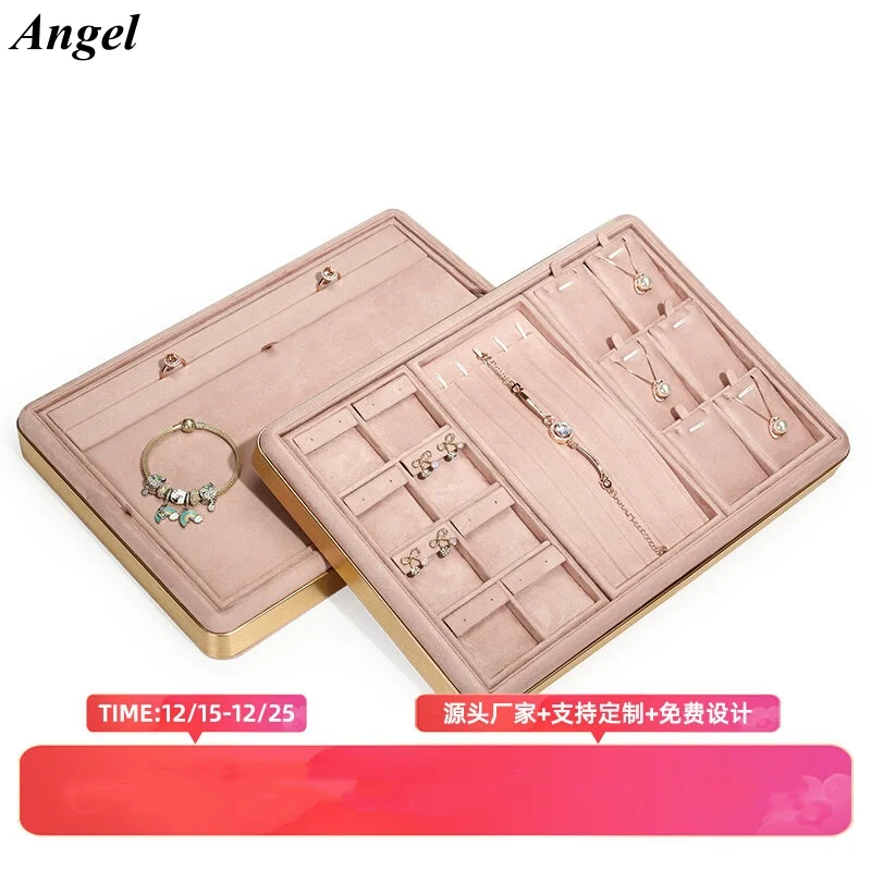 Pink Velvet Jewelry Tray with Metal Trim Soft Storage Organizer for Necklaces Pendants Rings Bracelets Ear Studs Watches Display
Pink Velvet Jewelry Tray with Metal Trim Soft Storage Organizer for Necklaces Pendants Rings Bracelets Ear Studs Watches Display