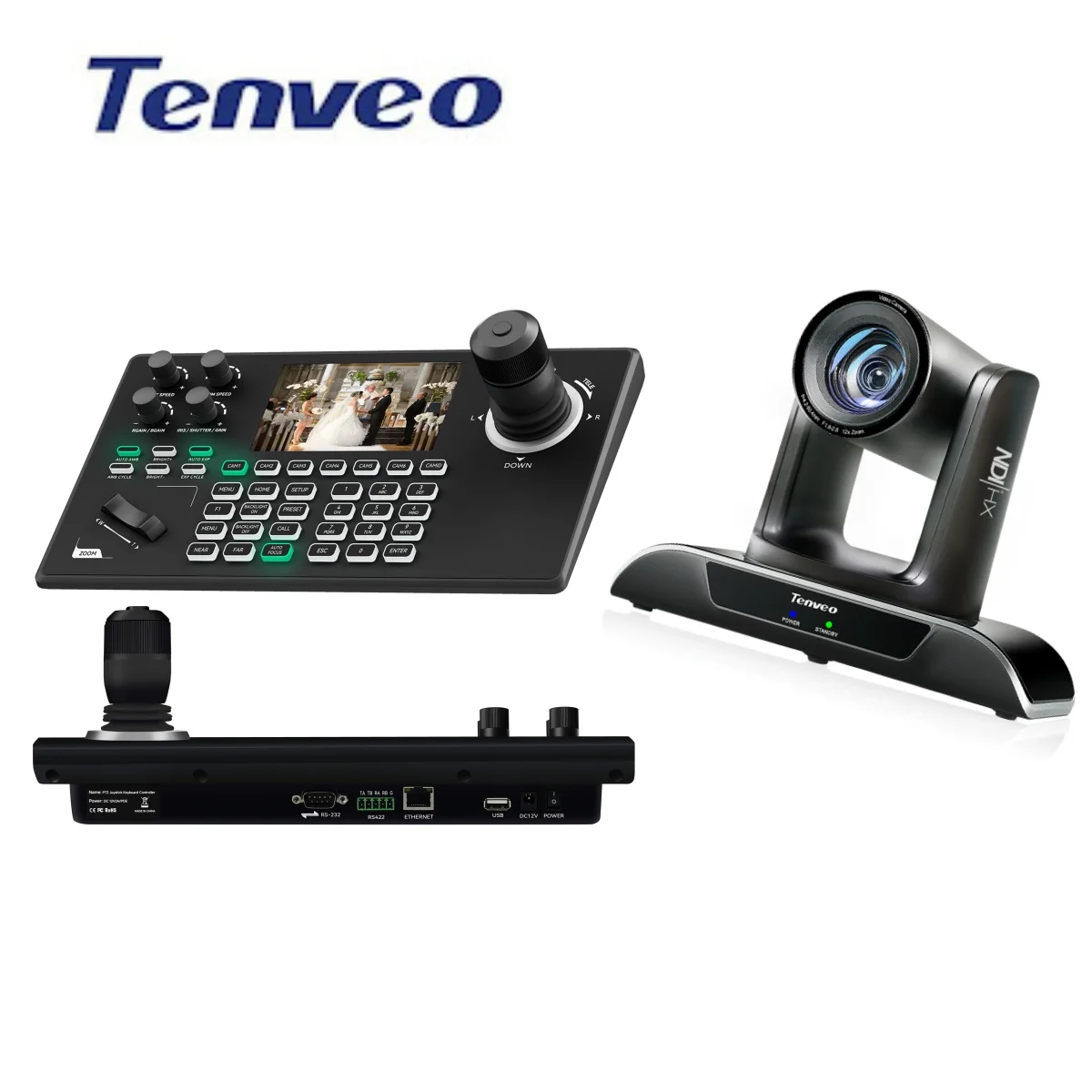 Tenveo VHD612A PTZ Camera AI Tracking 1080P 12X Optical Zoom and KB200PRO 5''LCD 4D Joystick NDI PTZ Camera Controller
Tenveo VHD612A PTZ Camera AI Tracking 1080P 12X Optical Zoom and KB200PRO 5''LCD 4D Joystick NDI PTZ Camera Controller