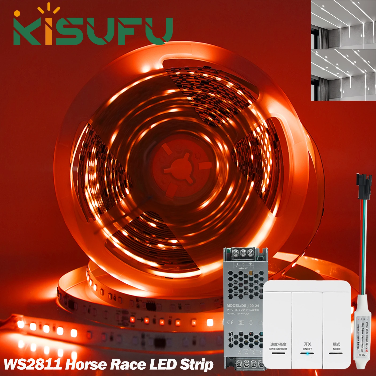 WS2811 Flowing Water LED Strip Kit DC24V 120LEDs/M Blue Pink Green Red White Warm Flexible Horse Race Led Tape Linear 3M 5M 10M
WS2811 Flowing Water LED Strip Kit DC24V 120LEDs/M Blue Pink Green Red White Warm Flexible Horse Race Led Tape Linear 3M 5M 10M