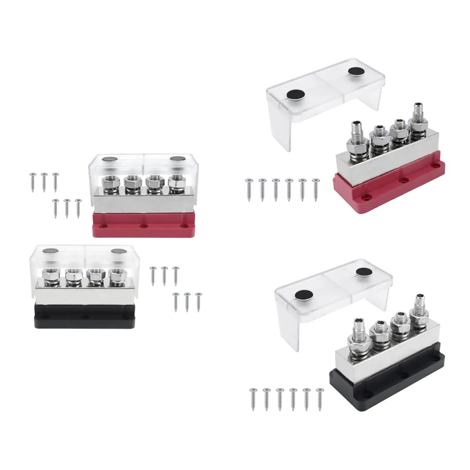 600A Bus Bar 4 Studs Distribution Block High Current Terminal Block for Cars Rvs Simple Assembly Repair Parts with Cover
600A Bus Bar 4 Studs Distribution Block High Current Terminal Block for Cars Rvs Simple Assembly Repair Parts with Cover