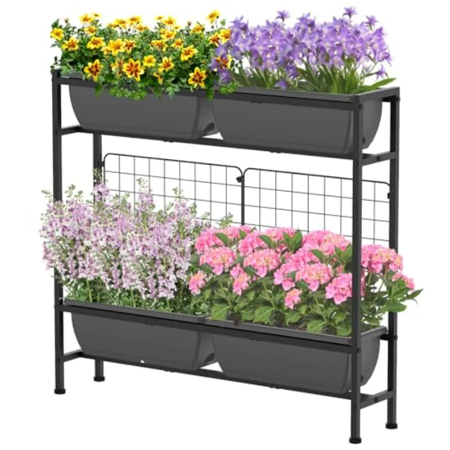 Raised Planter Box, Plastic Raised Garden Bed with Legs, Standing Planter Box with Drainage Holes and Trellis, 32" Elevated Flo
Raised Planter Box, Plastic Raised Garden Bed with Legs, Standing Planter Box with Drainage Holes and Trellis, 32" Elevated Flo