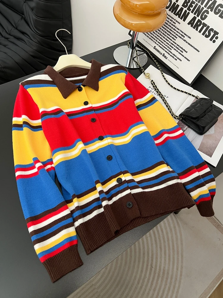 Вязаный полосатый свитер для полных женщин, весенний европейский кардиган больших размеров, модный топ для дам
Вязаный полосатый свитер для полных женщин, весенний европейский кардиган больших размеров, модный топ для дам