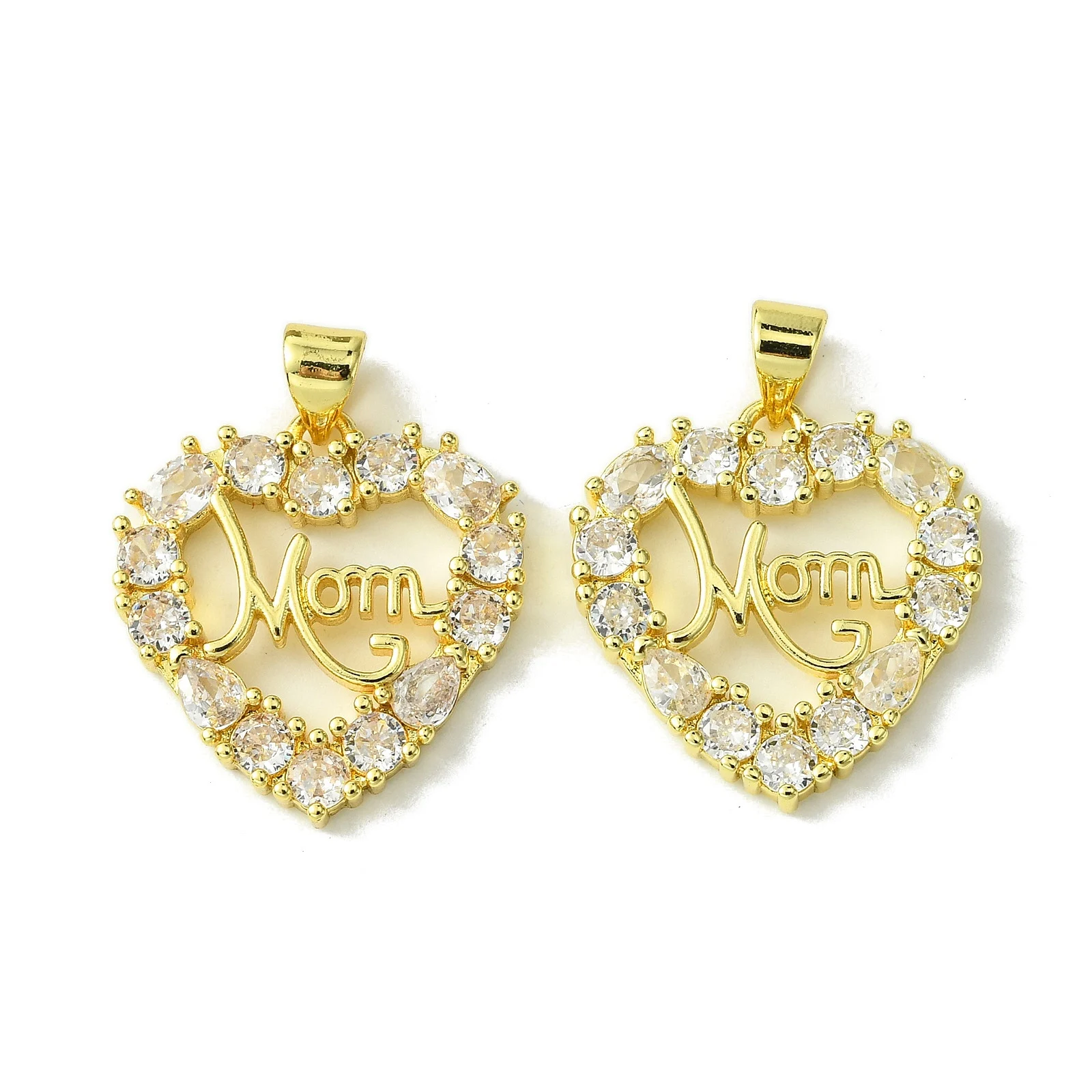 5pcs Mother's Day Brass Cubic Zirconia Pendant Heart with Word Mom Gold Plated for Making DIY Jewelry Necklace Supplies
5pcs Mother's Day Brass Cubic Zirconia Pendant Heart with Word Mom Gold Plated for Making DIY Jewelry Necklace Supplies