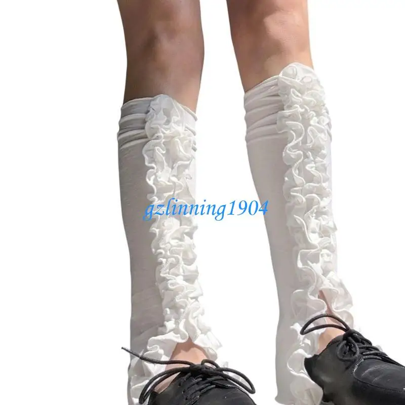 L5YD Womens Flared Leg Warmer Ruffled Split Front Summer Thin Calf Socks Leg Covers
L5YD Womens Flared Leg Warmer Ruffled Split Front Summer Thin Calf Socks Leg Covers