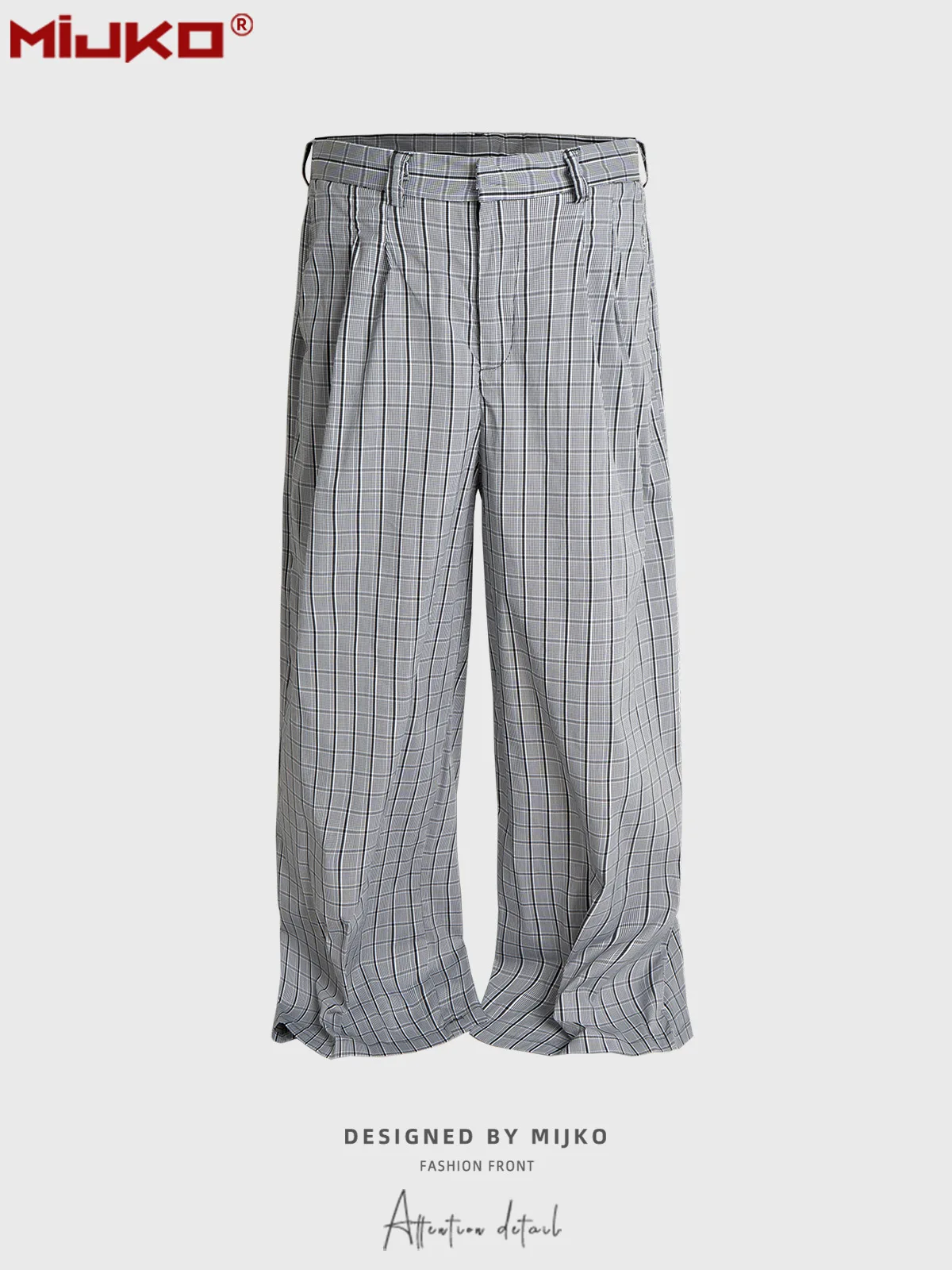 MIJKO Men's Plaid Wide Pants Deconstructed Design Casual Folding Trousers
MIJKO Men's Plaid Wide Pants Deconstructed Design Casual Folding Trousers