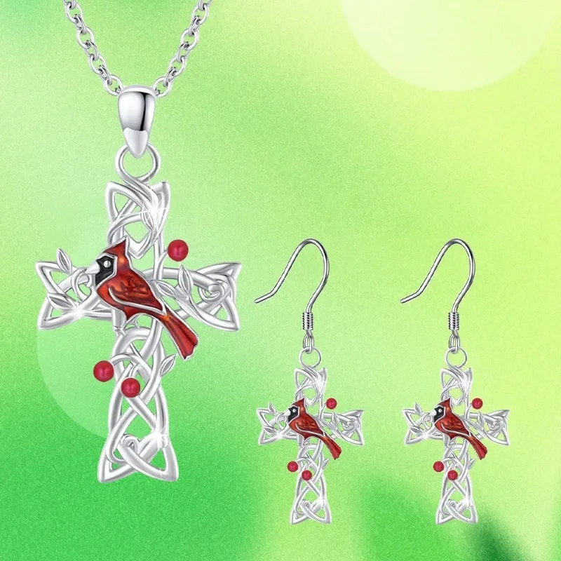 New Cute Cardinal Cross Enamel Pendant Necklace Earrings Women's Fashion Glamour Holiday Party Bohemian Jewellery 2 Piece Set
New Cute Cardinal Cross Enamel Pendant Necklace Earrings Women's Fashion Glamour Holiday Party Bohemian Jewellery 2 Piece Set
