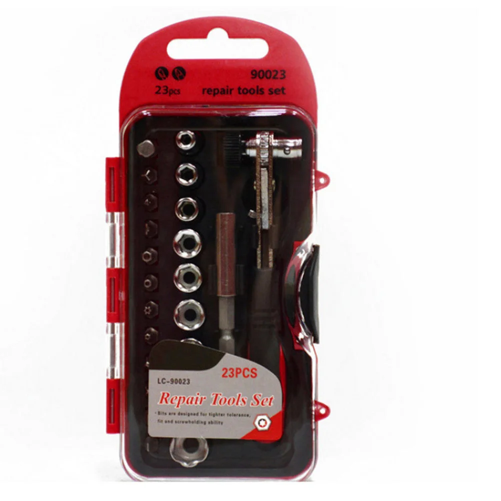 23Pcs Socket Set Ratchet Screwdriver Repair Tool Kit Durable Practical for Car Motorcycle Door Household Appliances Extension
23Pcs Socket Set Ratchet Screwdriver Repair Tool Kit Durable Practical for Car Motorcycle Door Household Appliances Extension