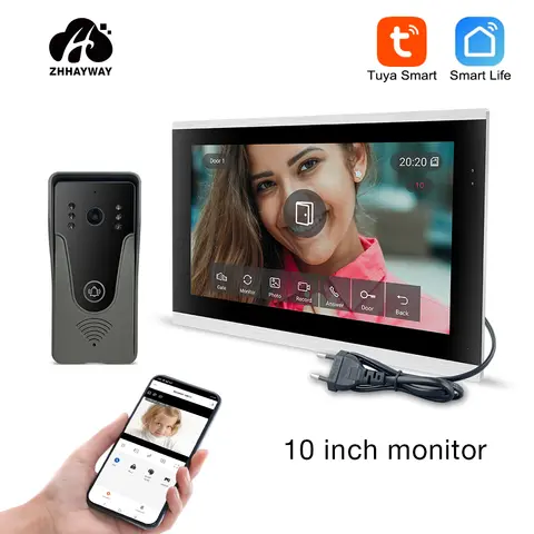 10 inch HD video intercom 1080P home doorbell Tuya app wireless video intercom unlocking mobile detection, etc