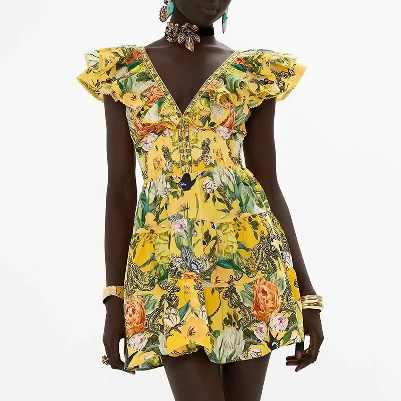 Australian Trendy Design Dress 2025 New Fashion Flutter Sleeve Printed Ruffle A-line Short Dress Women
Australian Trendy Design Dress 2025 New Fashion Flutter Sleeve Printed Ruffle A-line Short Dress Women