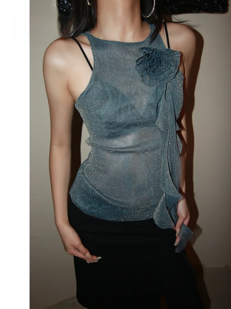 Сексуальный прозрачный топ-майка с эластичными 3D-цветочными бретелями, золотисто-серебристый, с асимметричным дизайном, летний, кро-топ
Сексуальный прозрачный топ-майка с эластичными 3D-цветочными бретелями, золотисто-серебристый, с асимметричным дизайном, летний, кро-топ