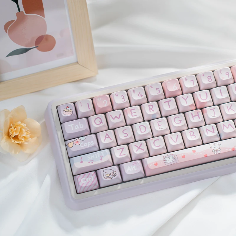Taro mechanical keyboard keycap MOC height cute pink PBT sublimation 68 75 87 98 108
Taro mechanical keyboard keycap MOC height cute pink PBT sublimation 68 75 87 98 108