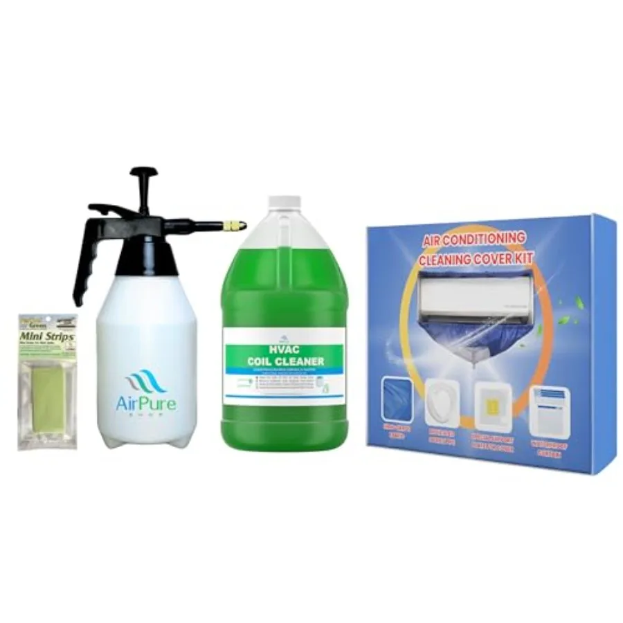 Mini Split Cleaning Kit for HVAC AC Heat Pump: 3.78L no-rinse coil cleaner sprayer odor treatment tab protective bag removes di
Mini Split Cleaning Kit for HVAC AC Heat Pump: 3.78L no-rinse coil cleaner sprayer odor treatment tab protective bag removes di