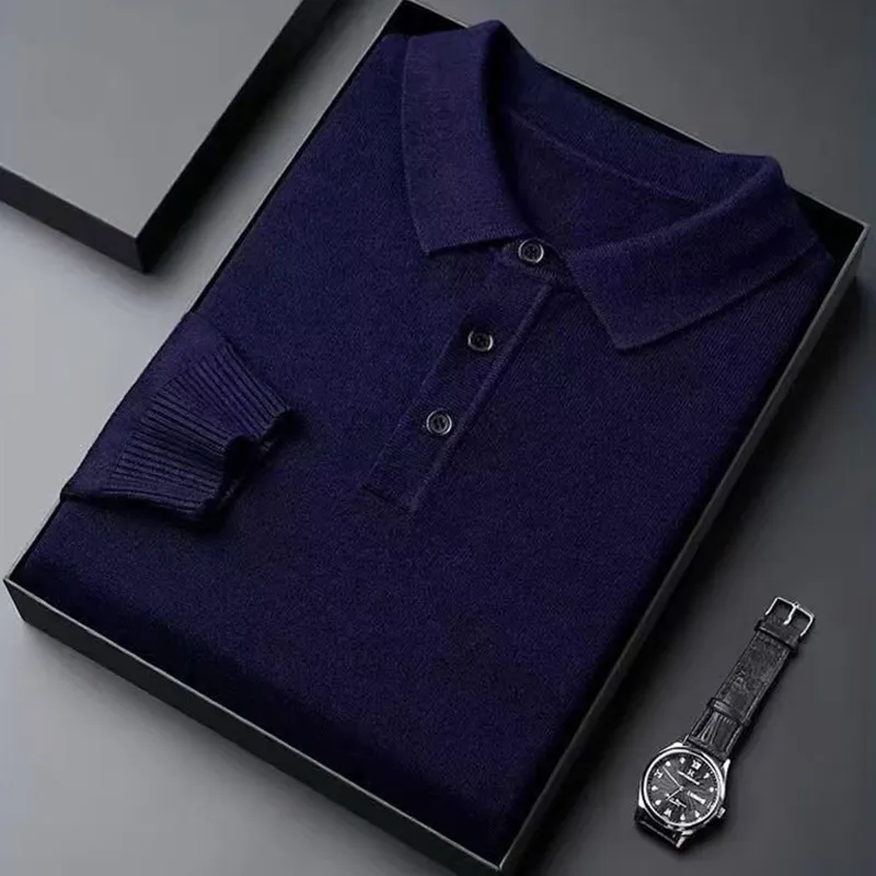100% Pure Wool Autumn Winter New Warm Soft Pullover Men's Business Lapel Knitwear Casual Solid Color Long Sleeve Polo Shirt Tops
100% Pure Wool Autumn Winter New Warm Soft Pullover Men's Business Lapel Knitwear Casual Solid Color Long Sleeve Polo Shirt Tops