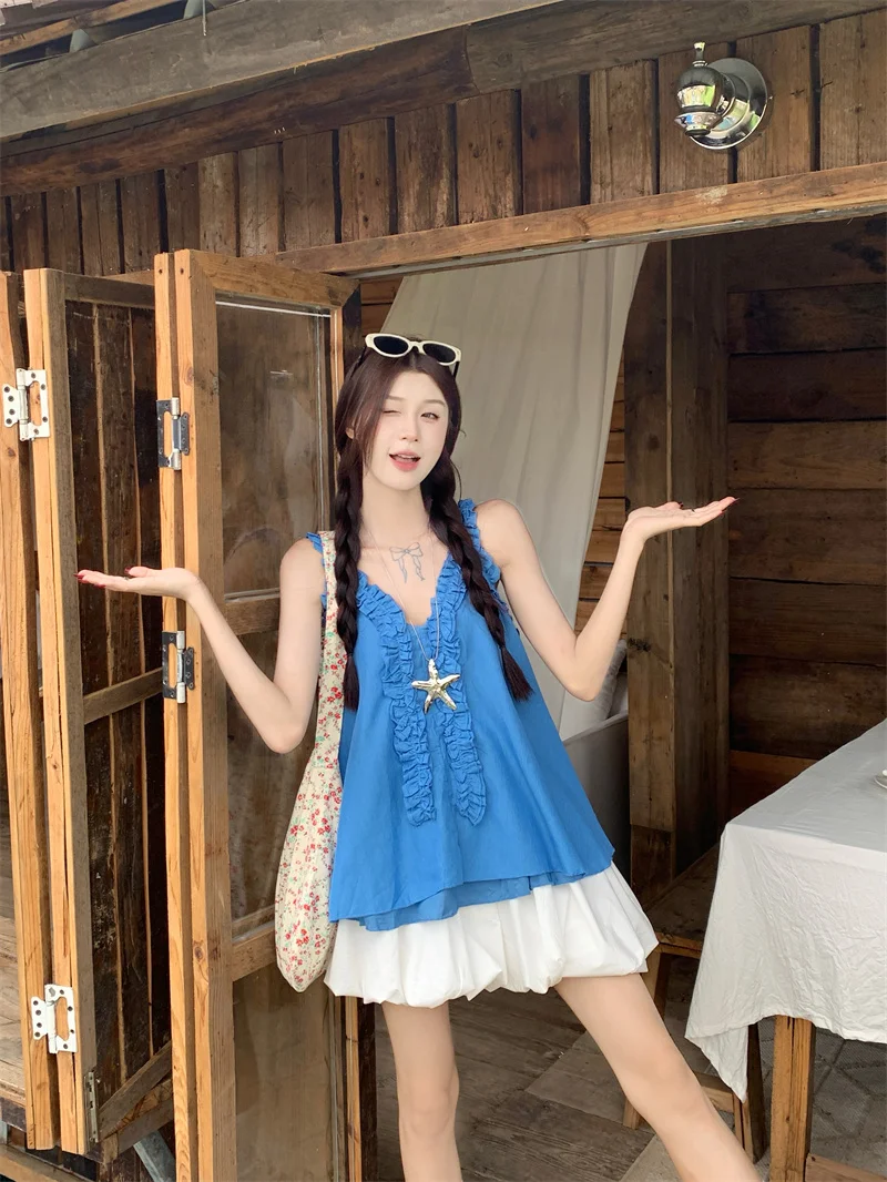 Kumikumi Blue Summer Slimming High Waist Tulle Skirt And Strapless Vest Women's Fashion Set High Quality Two-Piece Ensemble
Kumikumi Blue Summer Slimming High Waist Tulle Skirt And Strapless Vest Women's Fashion Set High Quality Two-Piece Ensemble