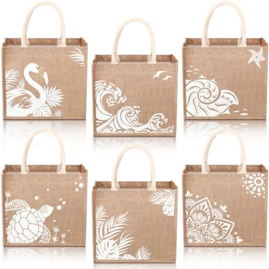 6 Pack Beach Burlap Tote Bags Bulk Large Beach Jute Tote Bag with Handles 14.2" x 12.6" x 7.5" for DIY Bridesmaid Gift
6 Pack Beach Burlap Tote Bags Bulk Large Beach Jute Tote Bag with Handles 14.2" x 12.6" x 7.5" for DIY Bridesmaid Gift