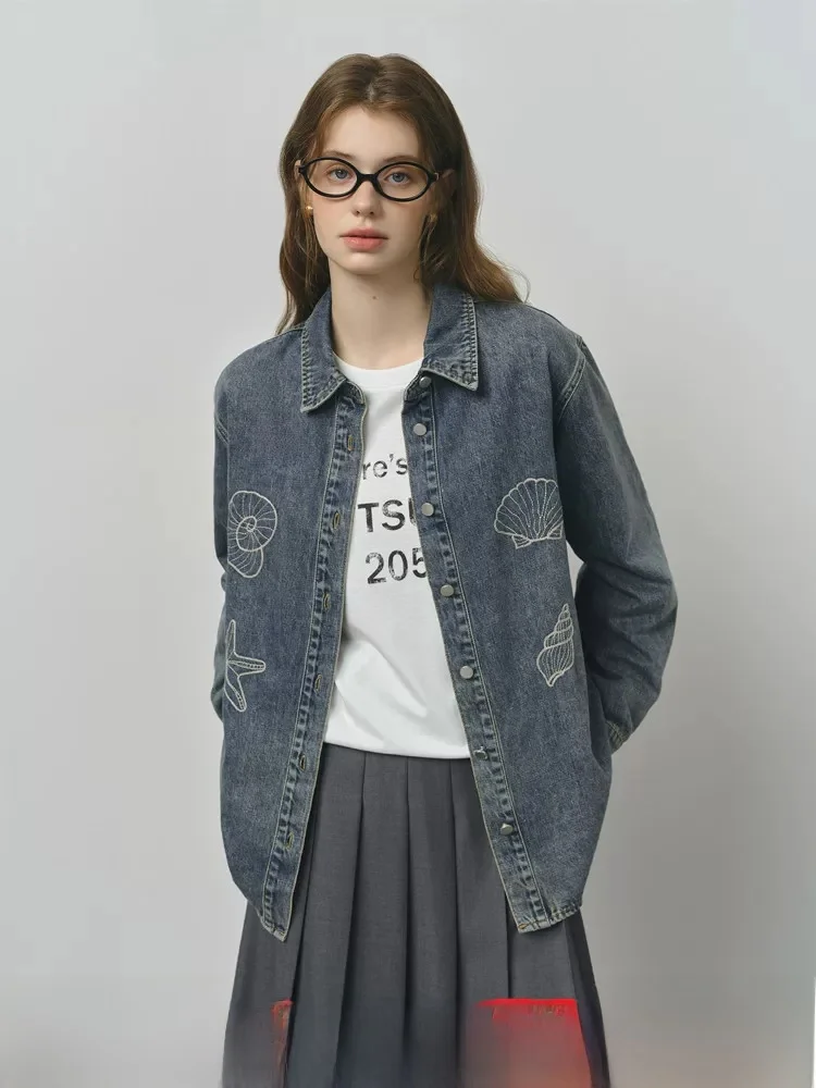 Fashionable Embroidered Mother of Pearl Denim Shirt Women's Spring Autumn New Style Versatile Top by Fan Si Lan En
Fashionable Embroidered Mother of Pearl Denim Shirt Women's Spring Autumn New Style Versatile Top by Fan Si Lan En