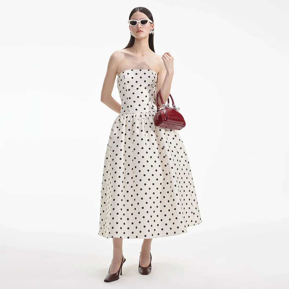 Customized Polkadot Cocktail Dress Midi A Line Strapless Tea Length Cocktail Gowns Ruched Modern Women's Party Dresses Short
Customized Polkadot Cocktail Dress Midi A Line Strapless Tea Length Cocktail Gowns Ruched Modern Women's Party Dresses Short