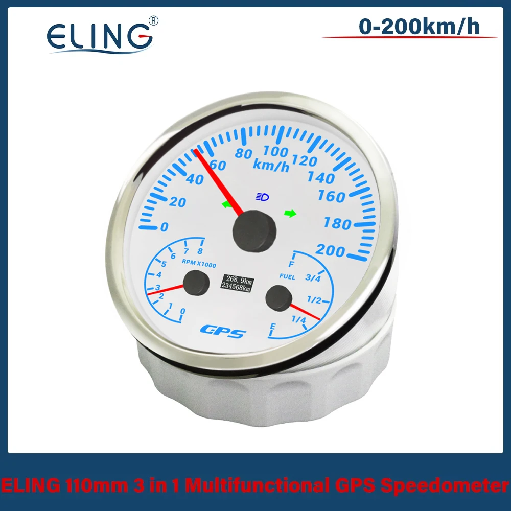 ELING 110mm 3in1 Multifunctional 120MPH GPS Speedometer with 0-8000RPM Tachometer Fuel Level with 7 Colors Backlight
ELING 110mm 3in1 Multifunctional 120MPH GPS Speedometer with 0-8000RPM Tachometer Fuel Level with 7 Colors Backlight