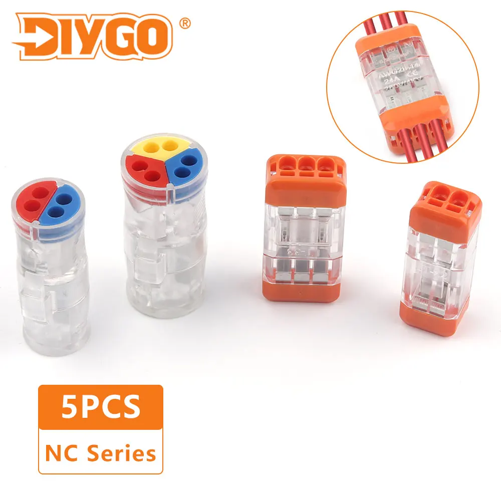 5PCS Docking Type Wire Connector Splitter Universal Compact Push-in Terminal Block NC-22/33/724/736 For Junction Box Conductors
5PCS Docking Type Wire Connector Splitter Universal Compact Push-in Terminal Block NC-22/33/724/736 For Junction Box Conductors