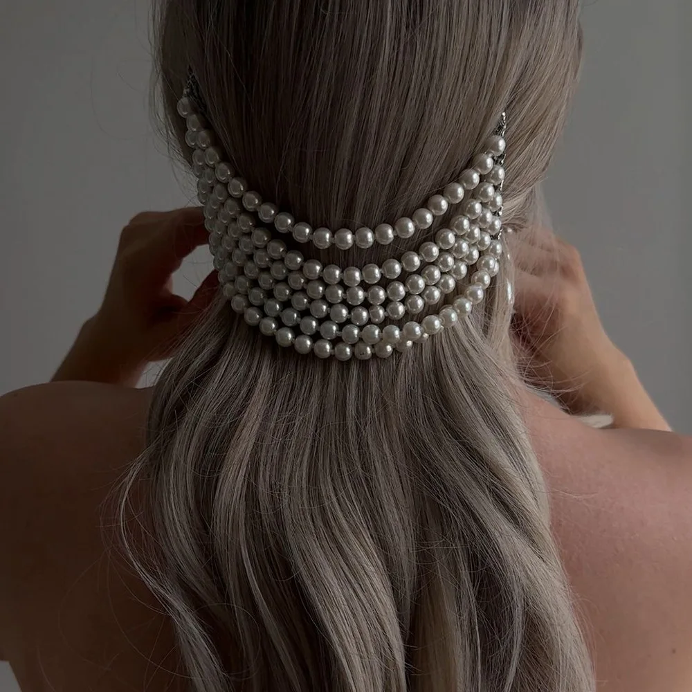 Elegant Tassel Headdress Pearl Chain Rhinestone Inlaid Mesh Headband Extended Hollow Out Bridal Headpiece Headband Accessories
Elegant Tassel Headdress Pearl Chain Rhinestone Inlaid Mesh Headband Extended Hollow Out Bridal Headpiece Headband Accessories
