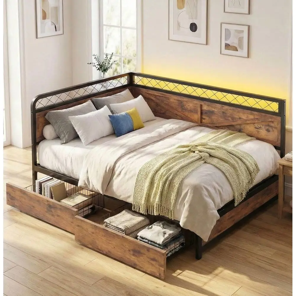 ANCTOR ull Bed e with Storage Ders, Daybed with LED Lights and Charging Station, No Box Spring Needed, Heavy Duty, Easy Assembly
ANCTOR ull Bed e with Storage Ders, Daybed with LED Lights and Charging Station, No Box Spring Needed, Heavy Duty, Easy Assembly