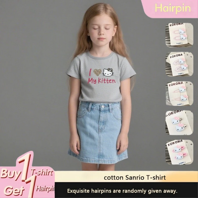 Sanrio Hello Kitty I Love My Kitten Graphic Print Cotton Girl‘s T Shirt Summer Autumn Family Matching Outfits Parent-child Tee
Sanrio Hello Kitty I Love My Kitten Graphic Print Cotton Girl‘s T Shirt Summer Autumn Family Matching Outfits Parent-child Tee