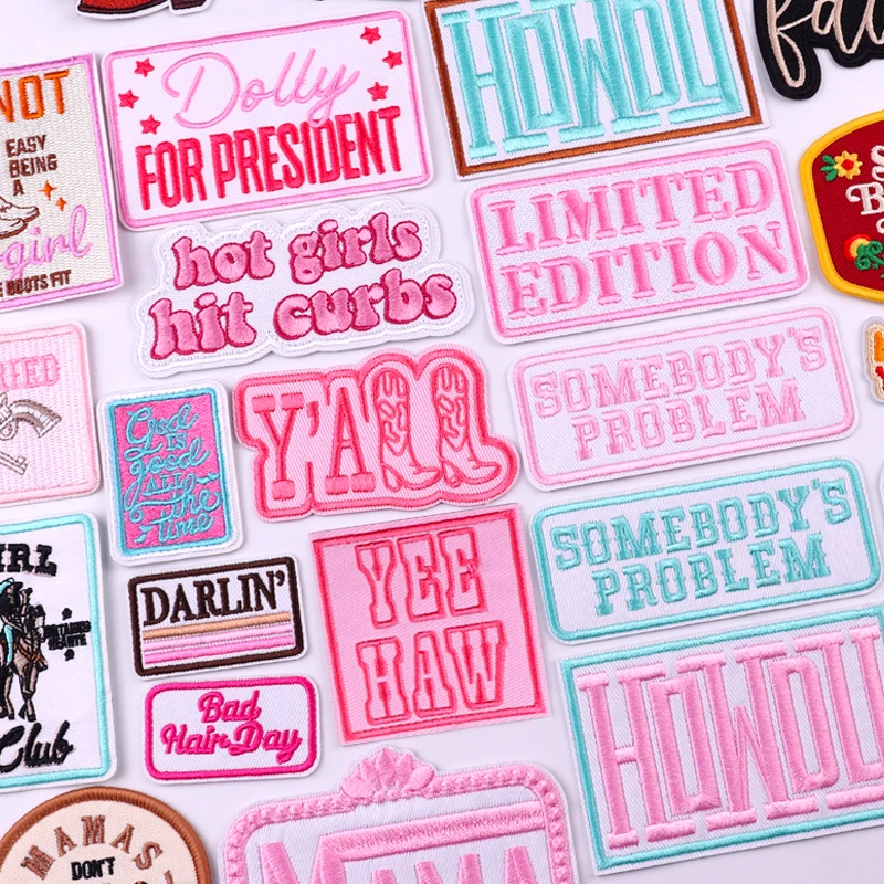 Pink Letters Embroidered Patches Emblem Slogans Iron On Patches For Clothing thermoadhesive Patches For Clothes Jacket Badge DIY
Pink Letters Embroidered Patches Emblem Slogans Iron On Patches For Clothing thermoadhesive Patches For Clothes Jacket Badge DIY