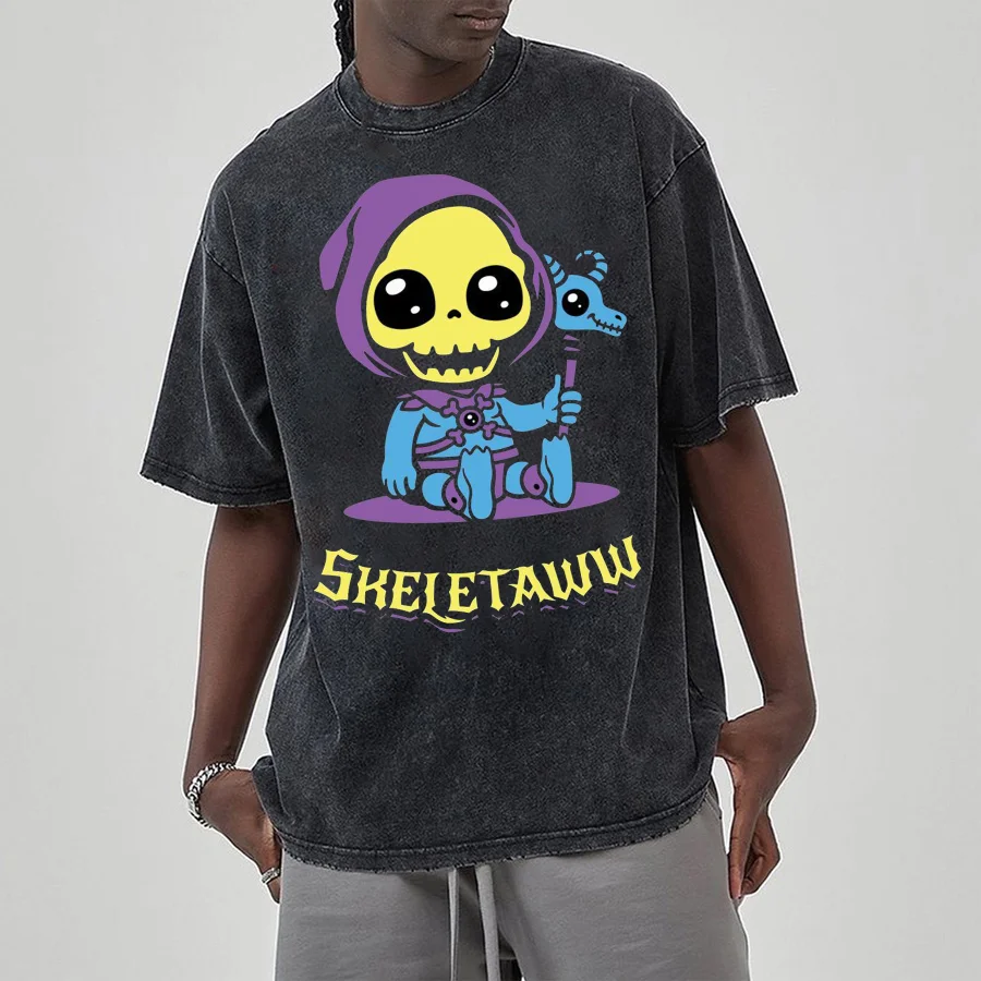 Q Version Cute Skull Print Women's T-Shirt Washed Cotton Oversized Half Sleeve Unisex Couple Cute Vitality Top Student Daily Tee
Q Version Cute Skull Print Women's T-Shirt Washed Cotton Oversized Half Sleeve Unisex Couple Cute Vitality Top Student Daily Tee