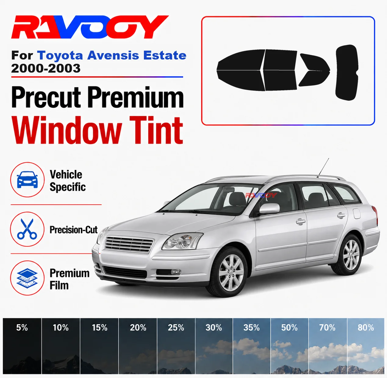 Premium Precut Window Tint Kit Front Windows Rear Windows Rear Windshield For Toyota Avensis Estate 2000-2003 Nano Ceramic Film
Premium Precut Window Tint Kit Front Windows Rear Windows Rear Windshield For Toyota Avensis Estate 2000-2003 Nano Ceramic Film