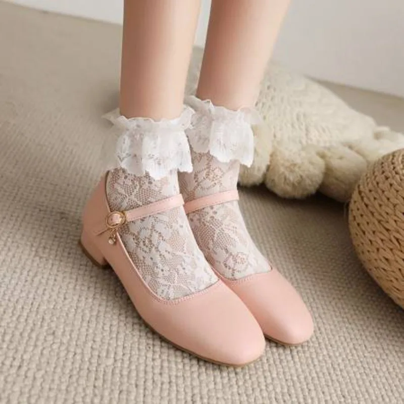 Women's Low Heels Loafer Shoes Big Size 48 Lolita Mary Janes Shoes Elegant Black White Pink Heeled Office Wedding Shoes for Girl
Women's Low Heels Loafer Shoes Big Size 48 Lolita Mary Janes Shoes Elegant Black White Pink Heeled Office Wedding Shoes for Girl