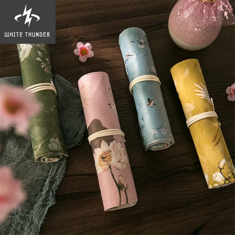Vintage Flower Pen Pencil Bag Wrap Original Chinese Style Apricot Lotus Crane Storage Roll Pouch For Stationery School A6008
Vintage Flower Pen Pencil Bag Wrap Original Chinese Style Apricot Lotus Crane Storage Roll Pouch For Stationery School A6008