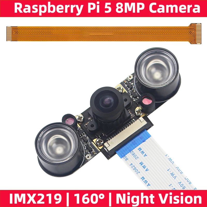 Raspberry Pi 5 8MP Camera Night Vision 160° FOV IMX219 Camera Optional Infrared IR LED for Jetson Nano RPI 5 Pi5
Raspberry Pi 5 8MP Camera Night Vision 160° FOV IMX219 Camera Optional Infrared IR LED for Jetson Nano RPI 5 Pi5