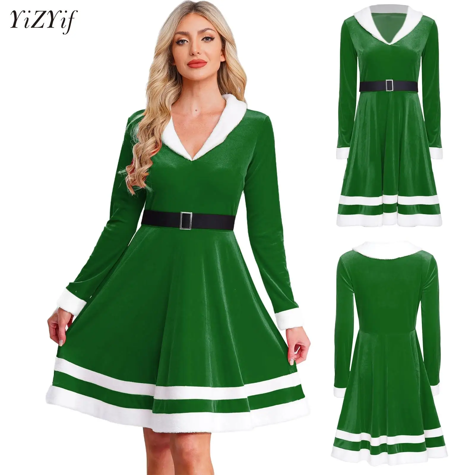Adults Women Velvet Christmas Dress Long Sleeve A-Line Dress Santa Claus Cosplay Costume Festival Parties Performance Dress 2025
Adults Women Velvet Christmas Dress Long Sleeve A-Line Dress Santa Claus Cosplay Costume Festival Parties Performance Dress 2025