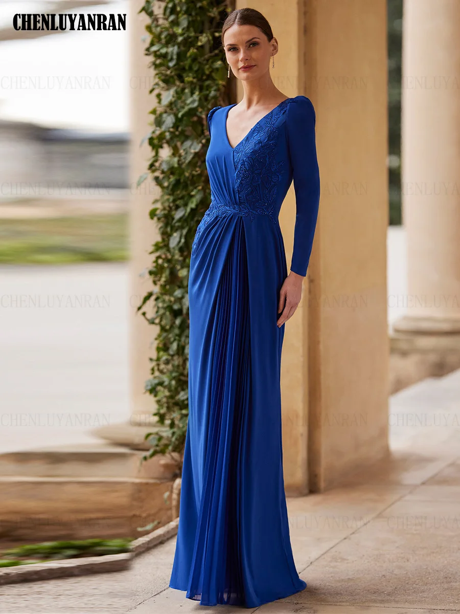 Blue Mother of the Bride Dresses 2023 A-Line V-neck Wedding Guest Gowns Chiffon Pleated Applique Sequins Dress Women For Wedding
Blue Mother of the Bride Dresses 2023 A-Line V-neck Wedding Guest Gowns Chiffon Pleated Applique Sequins Dress Women For Wedding