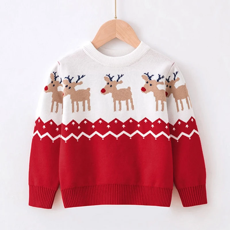 Kids Cartoon Elk Jacquard Christmas Warm Knitted Crew Neck Pullover Sweater Knitwear Baby Boys Girls Autumn Winter Xmas Sweaters
Kids Cartoon Elk Jacquard Christmas Warm Knitted Crew Neck Pullover Sweater Knitwear Baby Boys Girls Autumn Winter Xmas Sweaters