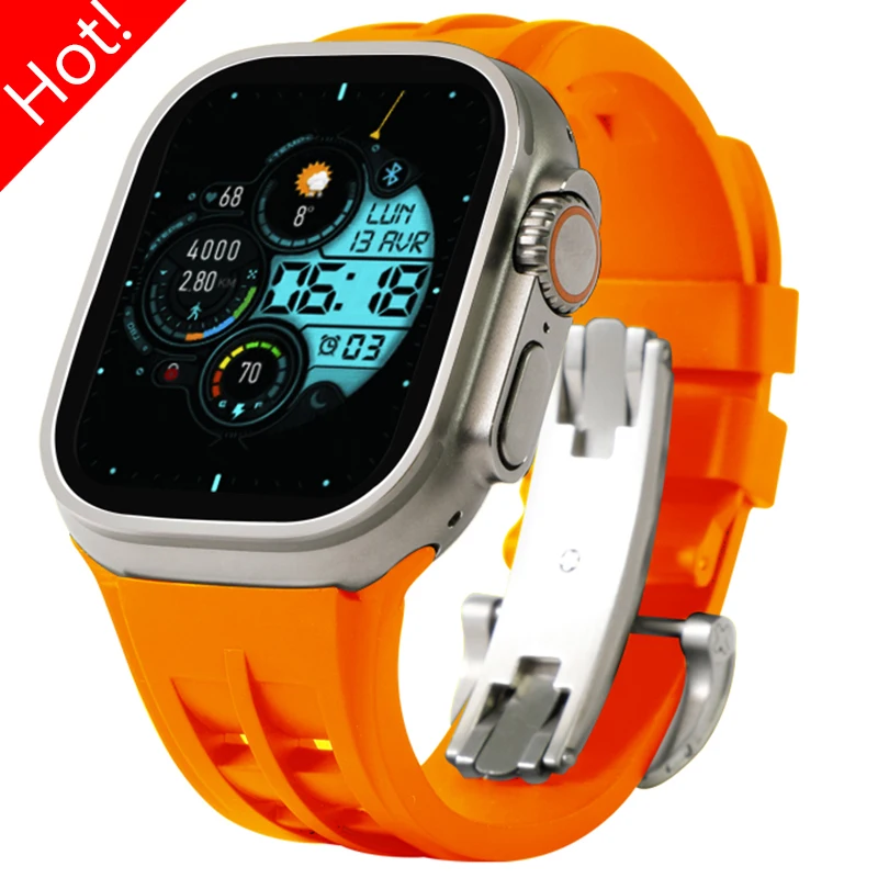 Soft Silicone Strap for Apple Watch Band Ultra 2 49mm 45mm 44mm 42mm Breath Fold Buckle Bracelet IWatch Series 9 8 7 6 5 4 SE 3
Soft Silicone Strap for Apple Watch Band Ultra 2 49mm 45mm 44mm 42mm Breath Fold Buckle Bracelet IWatch Series 9 8 7 6 5 4 SE 3