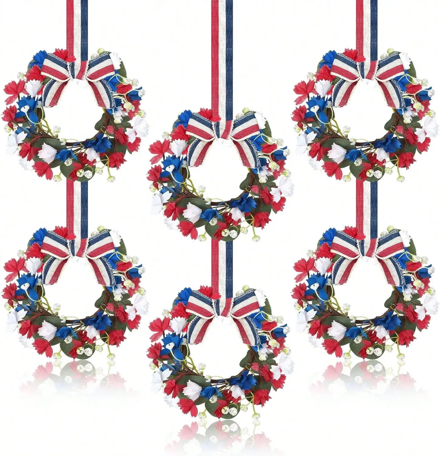 6 Pcs Mini Patriotic Cabinet Wreaths Small Red White Blue Floral Wreath 4th Of July Hanging Wreaths Front Door Decor With Ribbon Bow For Independence Day Memorial Day Home Wall Porch Decor
6 Pcs Mini Patriotic Cabinet Wreaths Small Red White Blue Floral Wreath 4th Of July Hanging Wreaths Front Door Decor With Ribbon Bow For Independence Day Memorial Day Home Wall Porch Decor