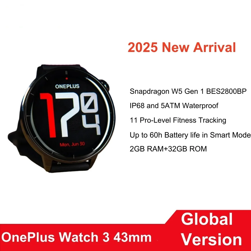 Original OnePlus Watch 3 Global Version Smart Watch 1.5 inches AMOLED 32GB Memory Snapdragon W5 Wear OS by Google NFC IP68 5ATM
Original OnePlus Watch 3 Global Version Smart Watch 1.5 inches AMOLED 32GB Memory Snapdragon W5 Wear OS by Google NFC IP68 5ATM